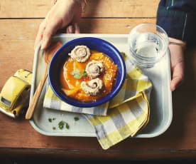 Purée de butternut et roulé de veau