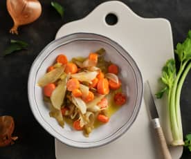 Verduras pochadas para guisos o sopas