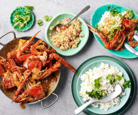 Chilli crab with coconut rice and sambal (Mark LaBrooy)