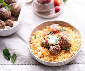 Menù: Polpette di agnello e cous cous piccante; mousse al cioccolato (Bimby Friend)