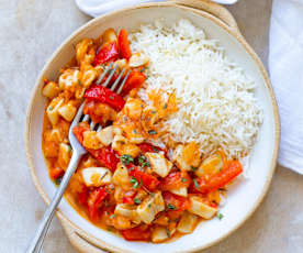 Ragoût de calamars aux tomates et poivrons