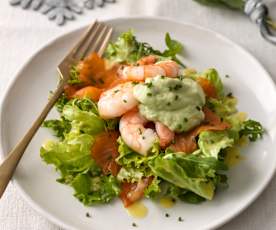 Smoked Salmon, Avocado and King Prawn Salad