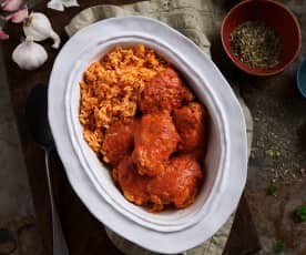 Chicken and roasted red capsicum sauce with rice (TM5)