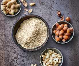 Avellanas, nueces de la India o cacahuates molido fino (100 g)