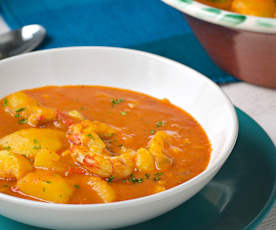 Patatas guisadas con gambones