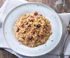 Risotto con pancetta, noci e panna