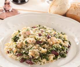 Arroz con atún, espinacas y judías rojas