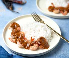 Camarones salteados a los tres chiles