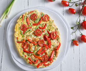 Omelete de frango e pimentos