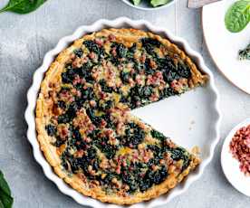 Quiche integral de espinacas y jamón