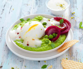 Œuf mollet, purée de petits pois et sabayon au riesling (Zone 6)