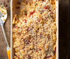 Baked Macaroni Cheese with Chorizo and Peppers