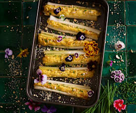 Alho-francês recheado com frango