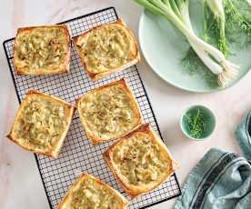 Tartelettes au chèvre, poireau et fenouil