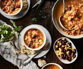 Soupe de carottes, haricots rouges et maïs