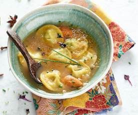 Ravioles de saint-jacques, sauce aigre-douce