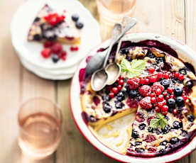 Clafoutis aux fruits rouges et lait de coco