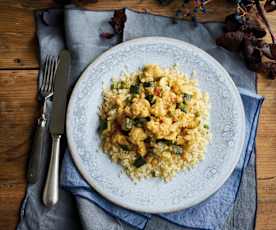 Caril de legumes com bulgur