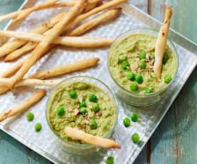 Tartinade de petits pois aux amandes