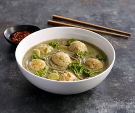 Ginger Chicken Meatballs in Scallion Broth