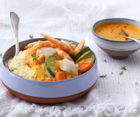 Couscous de crevettes et sa bisque