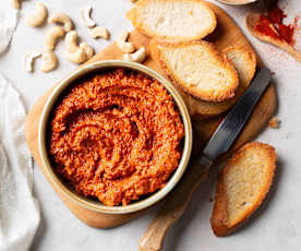 Vegan Roasted Pepper and Cashew Toasts