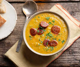 Butternut Squash, Courgette and Chorizo Soup