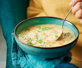 Avgolemono, soupe de poulet au riz et citron