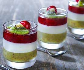 Panna cotta kiwi e ciliegie
