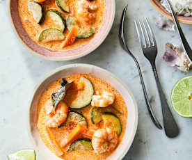 Curry de crevettes et courgettes