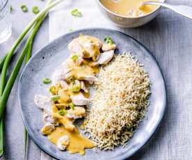 Kurczak z kremowym sosem z warzywami