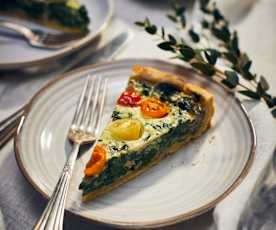 Quiche mit Schinken und Spinat