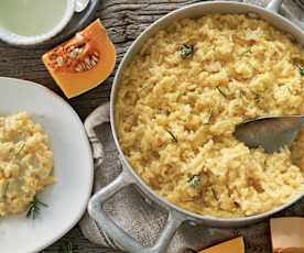 Risotto con calabaza y roquefort