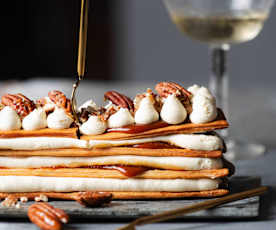 Vanilla Mille-feuille with Caramel and Pecan Nuts