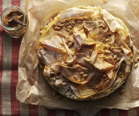 Pastilla au canard, abricot et pignon de pin