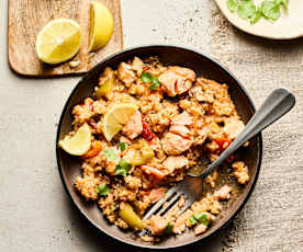 Salmon and Mushroom Rice