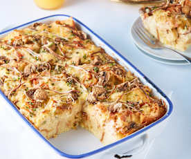 Strata de champiñon y lomo canadiense