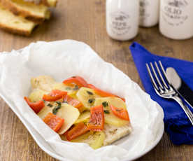 Baccalà con patate e peperoni alla maggiorana