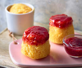 Individual Vanilla Cakes with Raspberry Jam Topping