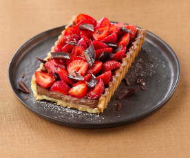 Tarte au chocolat au lait et fraises