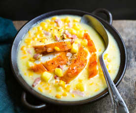 Soupe de maïs, haddock et pommes de terre