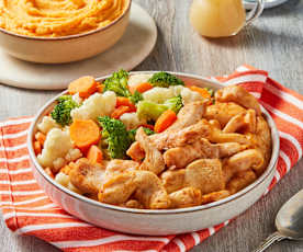 Paprika Chicken with Vegetables and Mashed Sweet Potatoes
