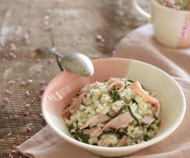 Risoto de espinafres e fiambre