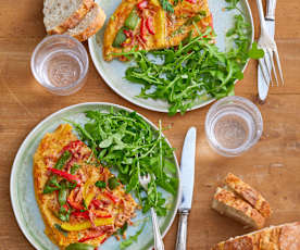 Omelette aux poivrons et lardons à l'espagnole
