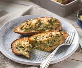 Batatas rellenas de atún y espinacas