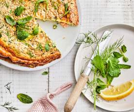 Frittata aux petits pois, saumon et citron