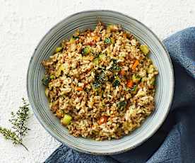 Riso basmati integrale con macinato magro e verdure