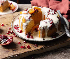 Steamed orange and pomegranate sponge