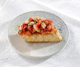 Bruschette mit Tomaten und Bohnen