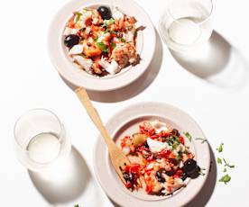 Salpicón de lubina y gambas